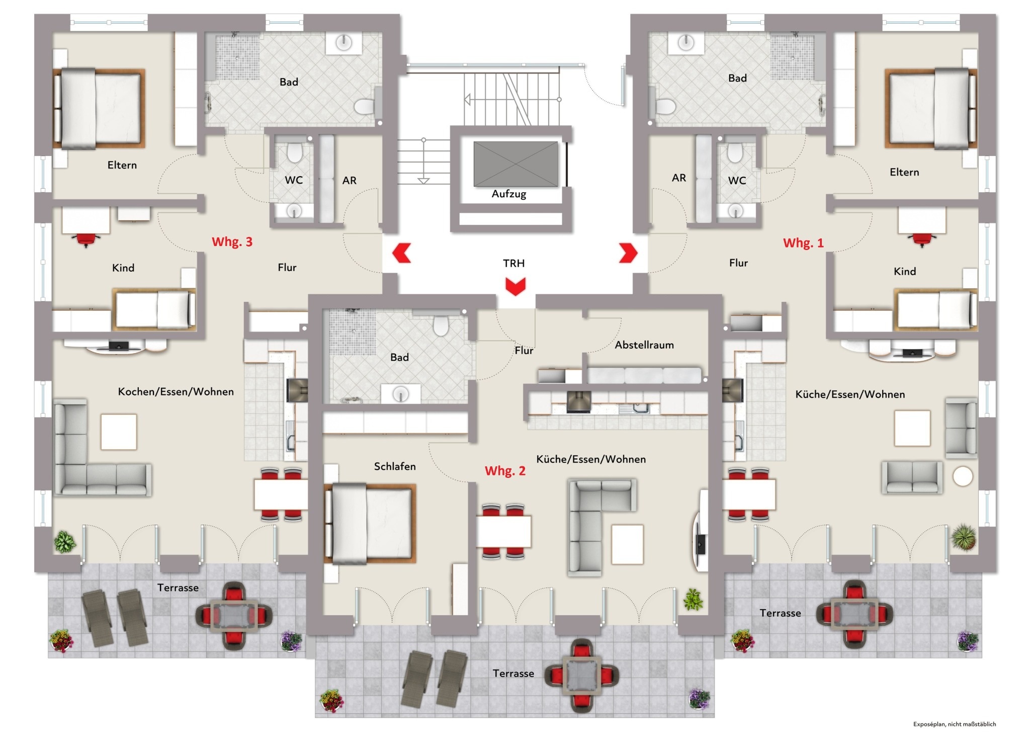 Grundriss Erdgeschoss, Haus mit 11 Wohnungen